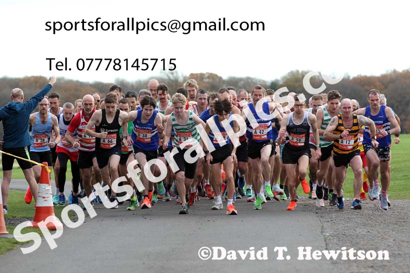 Start of the 2021 Norman Woodcock Memorial Road Relays, Gosforth Park Racecourse, Newcastle. Photo: David T. Hewitson/Sports for All Pics